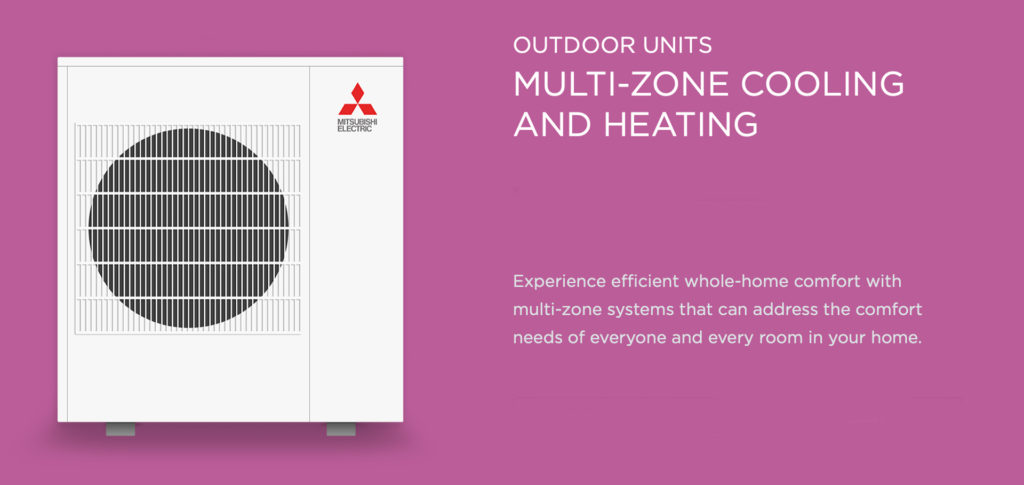 Mitsubishi multi-zone cooling and heating graphic