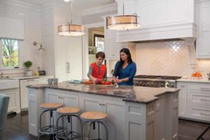 Mother and son in kitchen