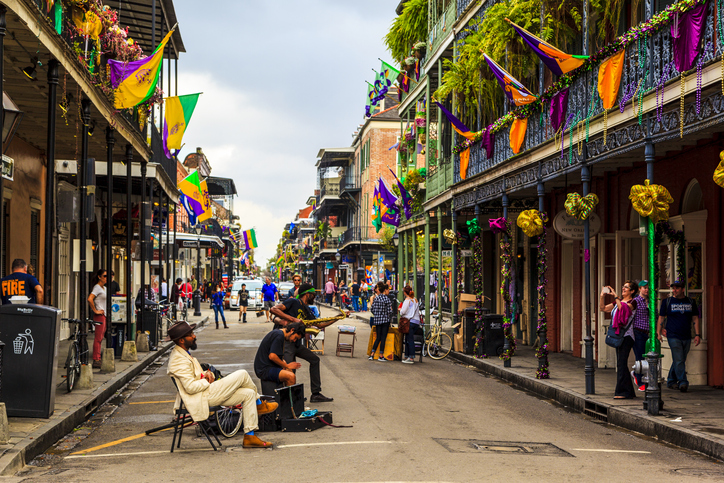 Street musicians of the French Quarter Festival are all over the streets of New Orleans. People are celebrating and welcoming locals and visitors while enjoying the music. This is an ongoing style of celebration. There are a lot of talented artists in the city.