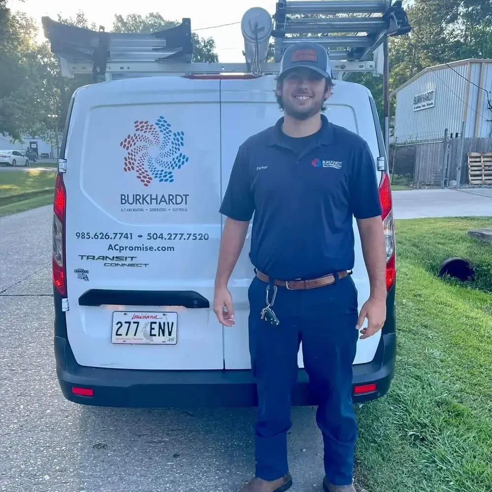 hvac technician with truck